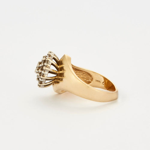 Bague 54 Bague fleur diamants sertis sur or jaune 14 carats 58 Facettes DV2289-4