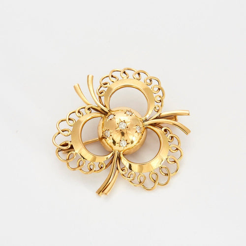 Broche Broche Trèfle  en or jaune et diamants 58 Facettes DV0586-4