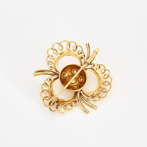 Broche Broche Trèfle  en or jaune et diamants 58 Facettes DV0586-4