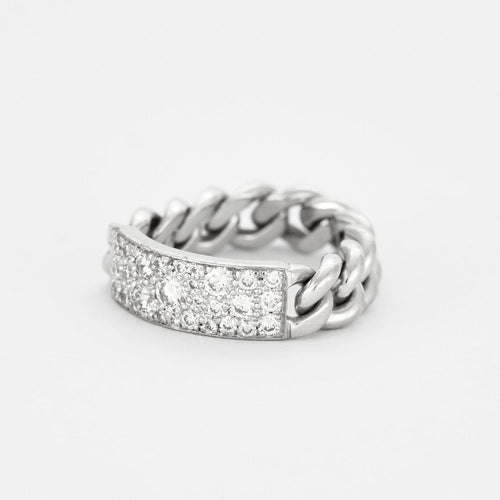 Bague 51 DIOR - Bague  "Gourmette", or gris et diamants. 58 Facettes DV3487-1