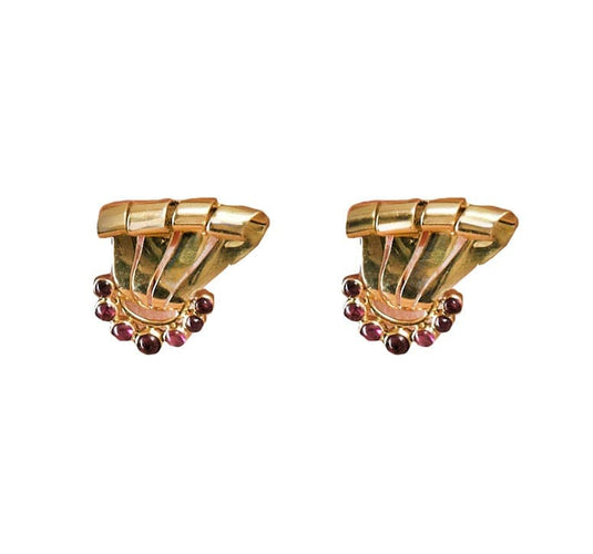 Boucles d'oreilles Boucles d'oreilles en or jaune et rubis de synthèse 58 Facettes DV2289-3