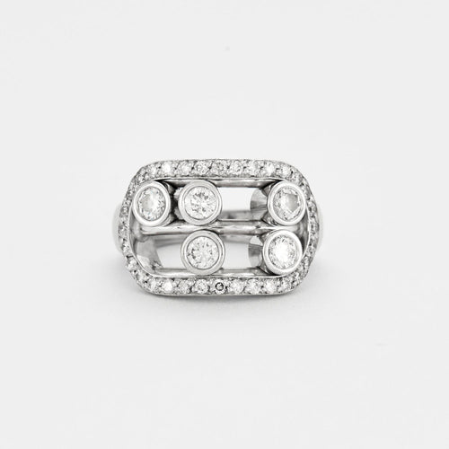 Bague 46 Bague en or gris et diamants mouvementés 58 Facettes DV3358-4