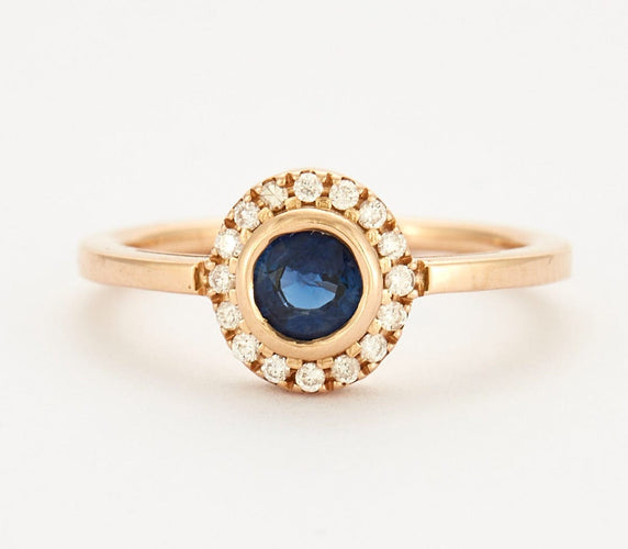 Bague 49 Bague en or rose saphir et diamants 58 Facettes DV3364-1