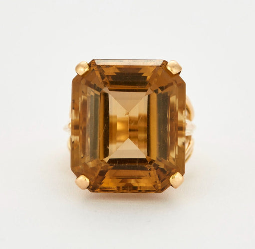 Bague 53 Bague en or jaune et quartz fumé 58 Facettes DV0598-7
