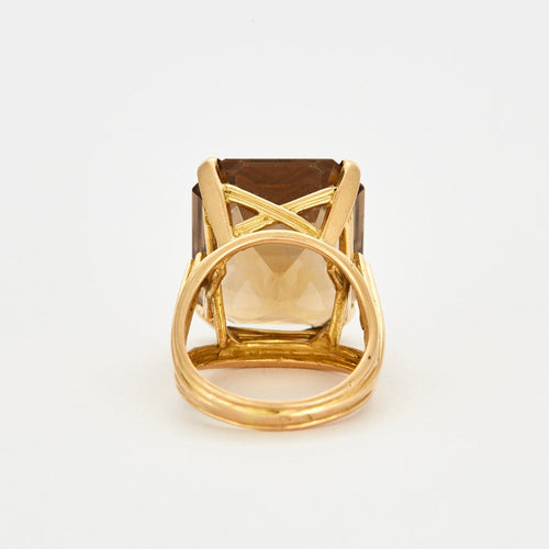 Bague 53 Bague en or jaune et quartz fumé 58 Facettes DV0598-7