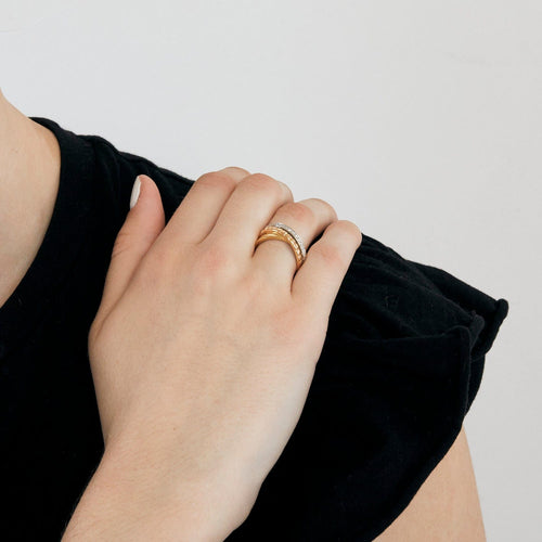 Bague 52 Bague en or jaune et or gris diamants 58 Facettes DV3337-4