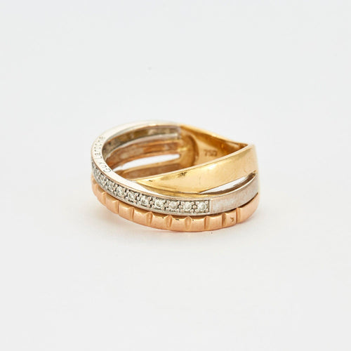 Bague 52 Bague en or jaune et or gris diamants 58 Facettes DV3337-4