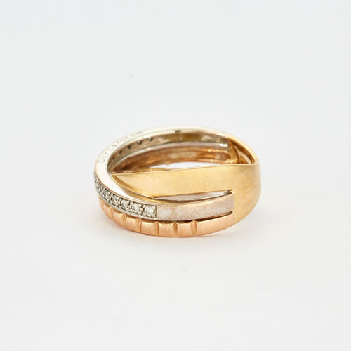 Bague 52 Bague en or jaune et or gris diamants 58 Facettes DV3337-4