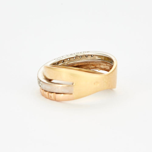 Bague 52 Bague en or jaune et or gris diamants 58 Facettes DV3337-4