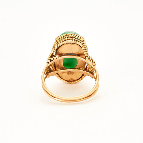 Bague 57 Bague en or jaune cabochon de jade 58 Facettes DV0658-4-57-3