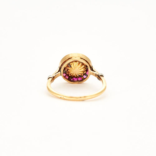 Bague 50 Bague en or jaune mabé et rubis calibrés 58 Facettes DV0658-3-50-2