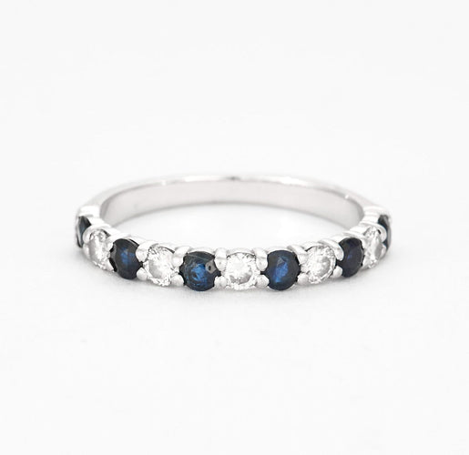 Bague 50 Demi-alliance en or gris saphir et diamants 58 Facettes DV0658-2-50-5