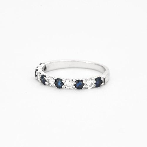 Bague 50 Demi-alliance en or gris saphir et diamants 58 Facettes DV0658-2-50-5