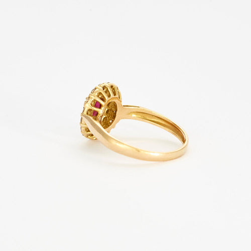 Bague 52 Bague Pompadour or jaune rubis et diamants 58 Facettes DV2004-8