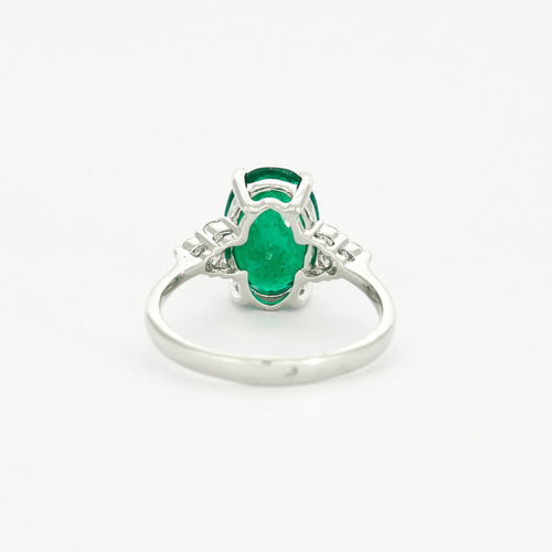 Bague 50 Bague or blanc avec émeraude et diamants 58 Facettes DV0671-3-50-2