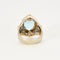Bague 52 Bague chevalière en or gris topaze bleue et rubis 58 Facettes DV0674-1-52-23