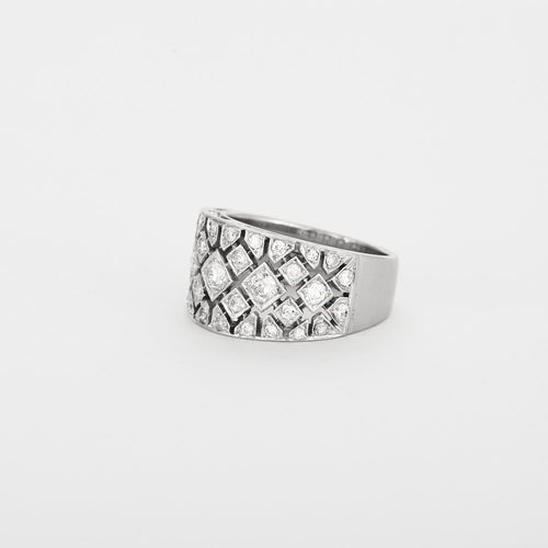Bague 59 Bague jonc en or gris et diamants 58 Facettes DV2800-12-59-5