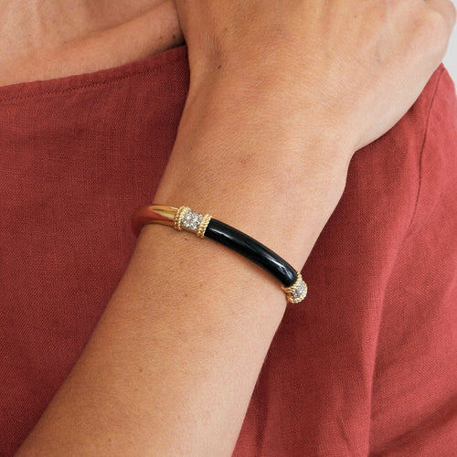 Bracelet FRED -  Bracelet ISAURE  jonc en or jaune onyx et diamants 58 Facettes DV0668-2