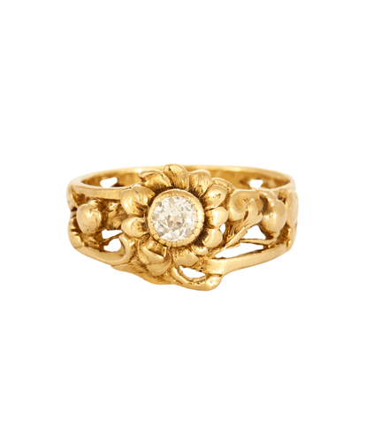 Bague 54 Bague motif floral or jaune et diamant 58 Facettes DV0677-1-54-3
