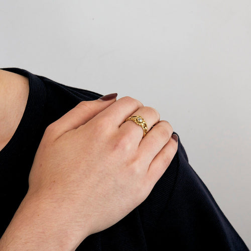 Bague 54 Bague motif floral or jaune et diamant 58 Facettes DV0677-1-54-3