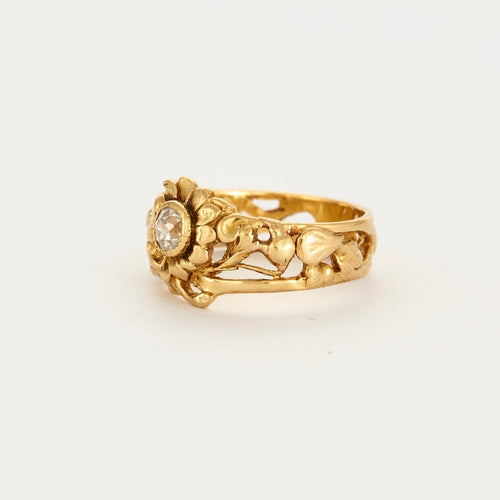 Bague 54 Bague motif floral or jaune et diamant 58 Facettes DV0677-1-54-3