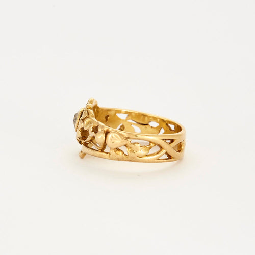 Bague 54 Bague motif floral or jaune et diamant 58 Facettes DV0677-1-54-3