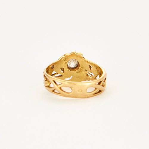 Bague 54 Bague motif floral or jaune et diamant 58 Facettes DV0677-1-54-3