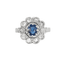 Bague 52 Bague marguerite platine et or gris avec saphir 58 Facettes DV0677-5-52-2