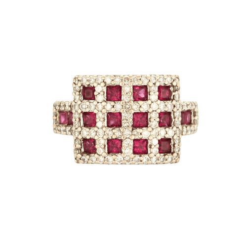 Bague 53 Bague en or gris rubis et diamants 58 Facettes DV4101-2