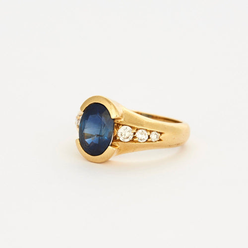 Bague 51 Bague en or jaune, saphir et diamants 58 Facettes DV3329-1
