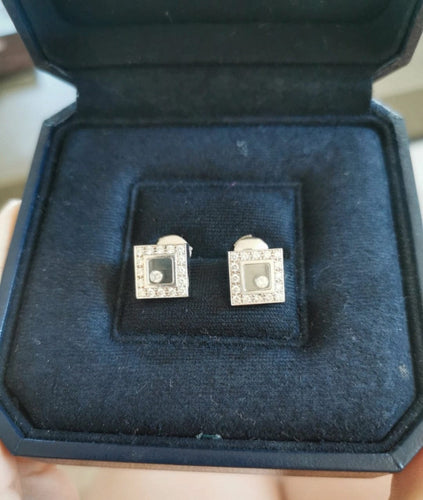 Boucles d'oreilles CHOPARD - Boucles d'oreilles Happy Diamonds or gris et diamants 58 Facettes DV4455-1