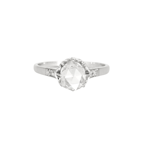 Bague 54 Bague en or gris et diamant taillé en rose 58 Facettes DV0687-2