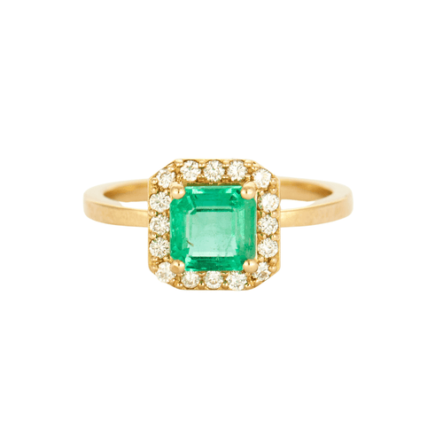 Bague 53 Bague en or jaune, émeraude et diamants 58 Facettes DV4642-2