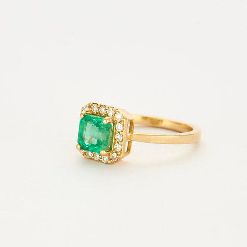 Bague 53 Bague en or jaune, émeraude et diamants 58 Facettes DV4642-2