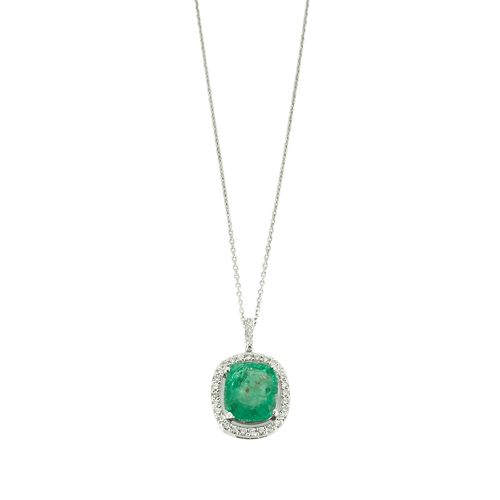Collier Collier en or gris émeraude et diamants 58 Facettes DV4642-1