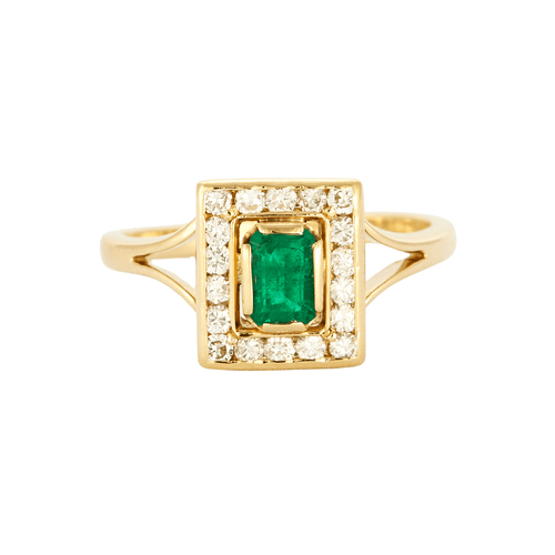 Bague 55 Bague en or jaune, émeraude et diamants 58 Facettes DV4426-1