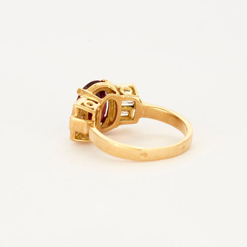 Bague 54 Bague en or jaune, rubis et diamants 58 Facettes DV0385-3