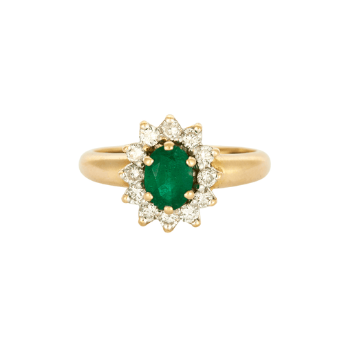 Bague 55 Bague en or jaune, émeraude et diamants 58 Facettes DV0014-5-55-2