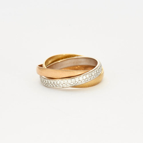 Bague 51 CARTIER - Bague Trinity trois ors diamants 58 Facettes DV0379-15-51-2