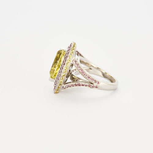 Bague 51 MAUBOUSSIN -  Bague Subtile raison or gris, citrine et saphirs roses 58 Facettes DV4532-2