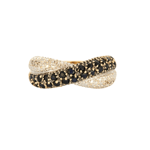 Bague 53 Bague or jaune et gris diamants et saphirs 58 Facettes DV0699-1-53-2