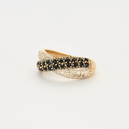 Bague 53 Bague or jaune et gris diamants et saphirs 58 Facettes DV0699-1-53-2