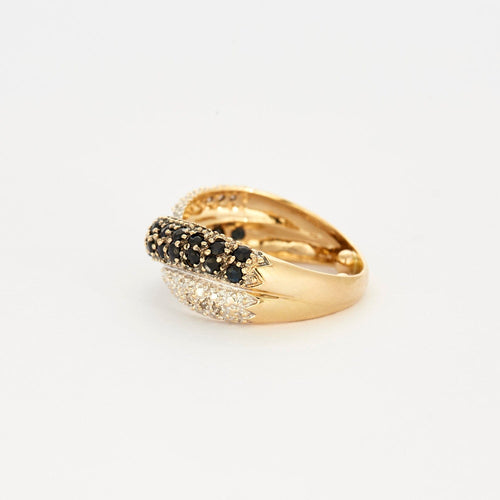 Bague 53 Bague or jaune et gris diamants et saphirs 58 Facettes DV0699-1-53-2