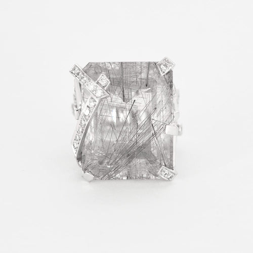 Bague 51 CHANEL - Cristaux glacés - Bague or gris, diamants, quartz 58 Facettes DV0615-2-51-2