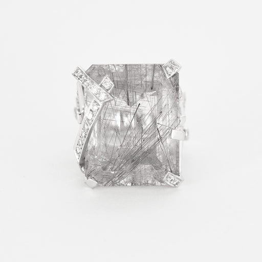 Bague 51 CHANEL - Cristaux glacés - Bague or gris, diamants, quartz 58 Facettes DV0615-2-51-2