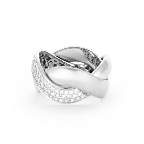 Bague 56 POIRAY -  Tresse - Bague en or gris et diamants 58 Facettes DV0721-2-56-3