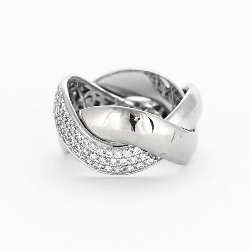 Bague 56 POIRAY -  Tresse - Bague en or gris et diamants 58 Facettes DV0721-2-56-3