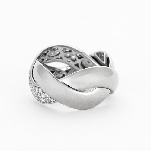 Bague 56 POIRAY -  Tresse - Bague en or gris et diamants 58 Facettes DV0721-2-56-3