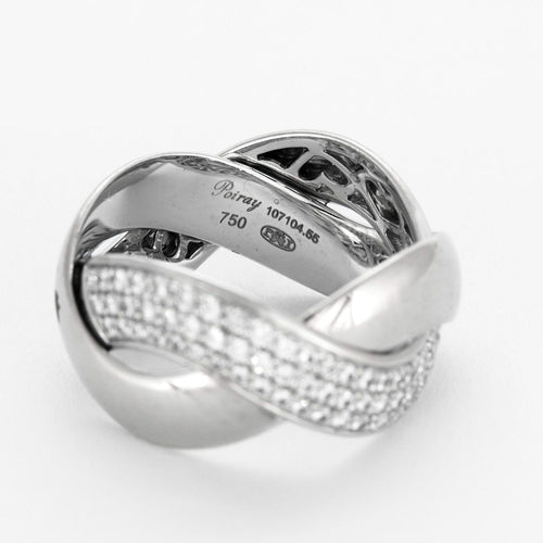 Bague 56 POIRAY -  Tresse - Bague en or gris et diamants 58 Facettes DV0721-2-56-3