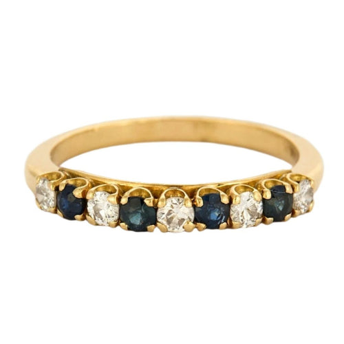 Bague 58 Demie alliance en or jaune diamants et saphirs 58 Facettes DV6291-1-58-2